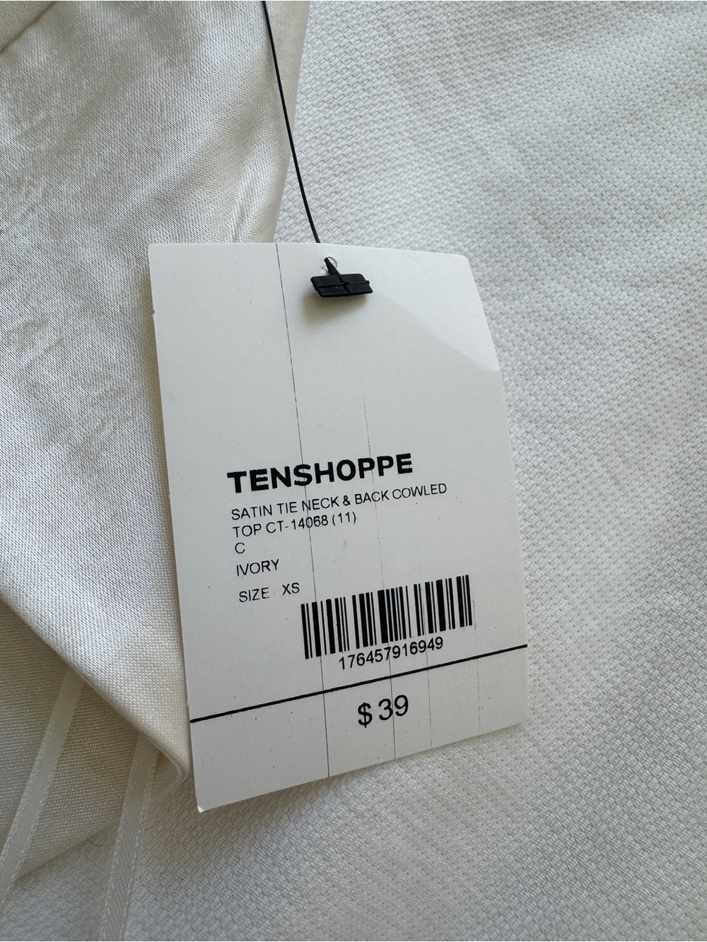 Tenshoppe Ivory Satin Tie Neck & Back Cowled Men's Shirt